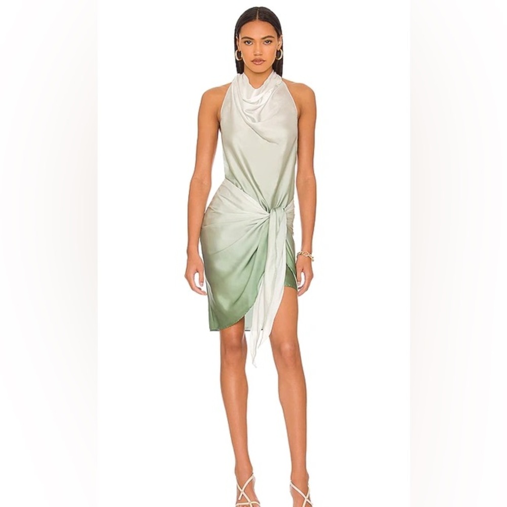 Baobab Providencia Ombre Twistfront Satin Mini Dress Palmera
